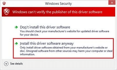 sier Installer denne driverprogramvaren