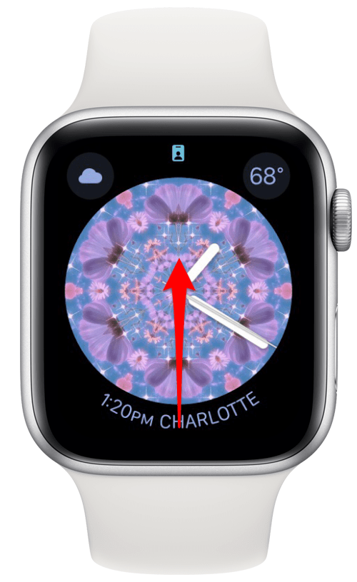 проведите пальцем вверх по Apple Watch, чтобы получить доступ к центру управления