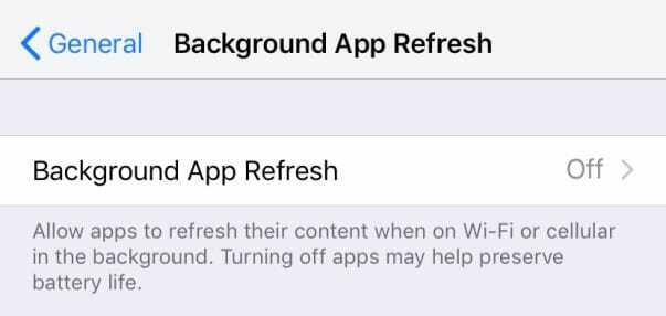 опресняване на фоновото приложение на iPhone iOS