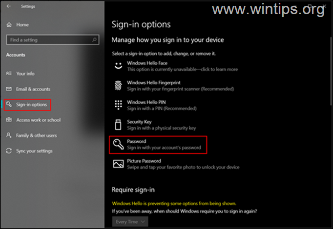 Changer le mot de passe Windows 1011