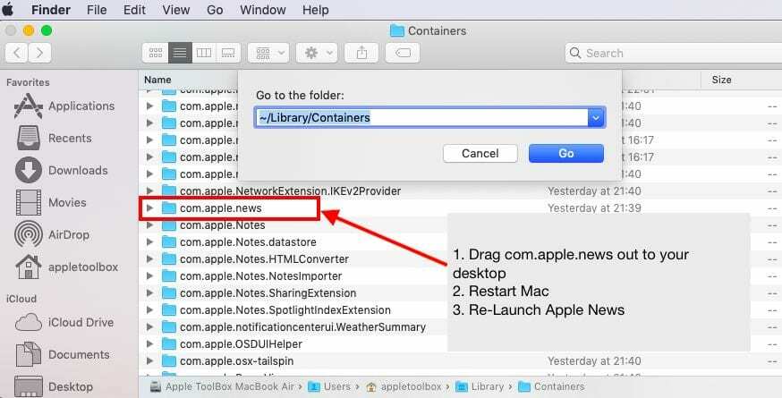 Apple News falhando no Mac, conserto