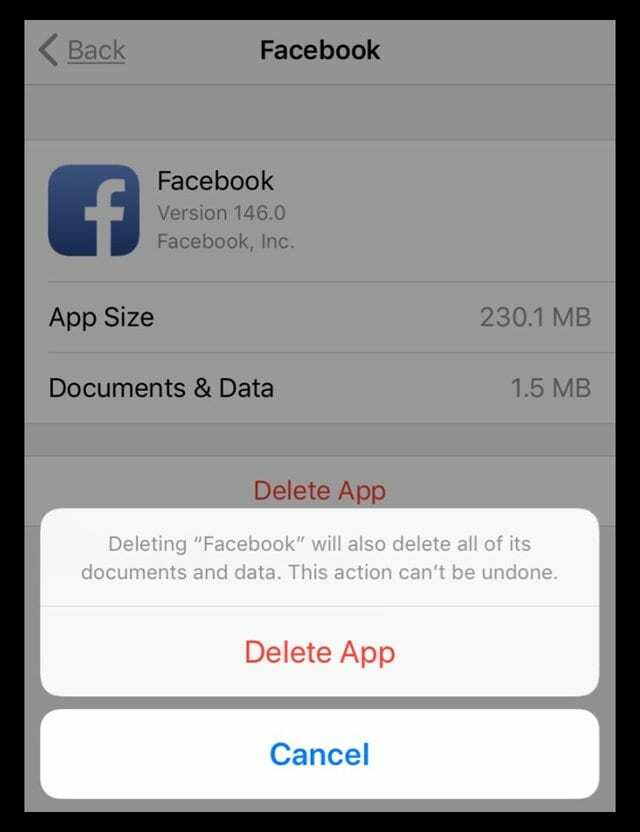 iOS 11 Supprimer l'application du stockage