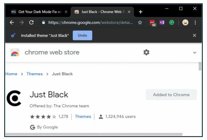 Installieren Sie das Just Black-Design für den Browser