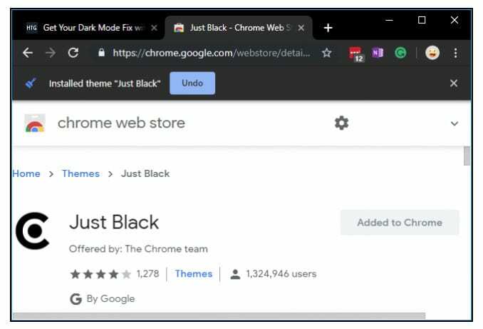 Installer Just Black-tema til browser