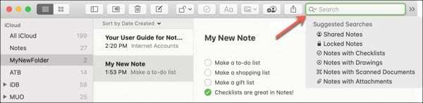 بحث في Notes-Mac