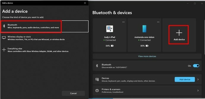 התאם מכשיר Bluetooth Windows 11