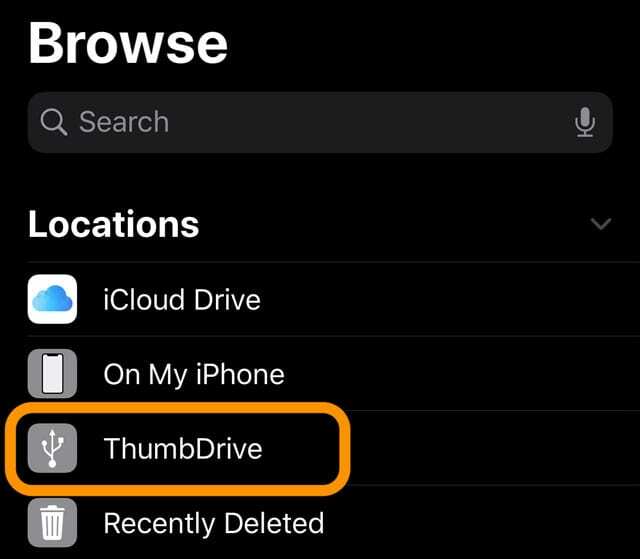 zkontrolujte, zda se váš externí disk úspěšně připojil k vašemu iPhone