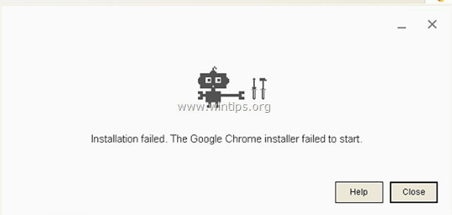 Chrome-installation mislykkedes – Google Chrome-installationsprogrammet kunne ikke starte 