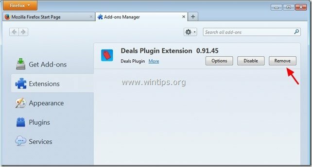 Deals Plugin-Erweiterung Firefox entfernen