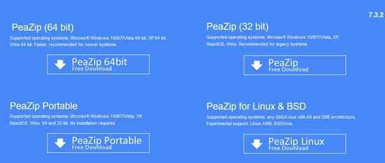 PeaZip åbner udtræk RAR TAR ZIP-filer