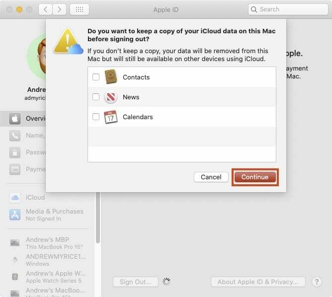 Удалить данные iCloud из учетной записи