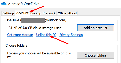 onedrive-bu bilgisayarın bağlantısını kaldır