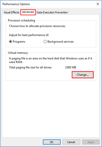 Redefina a memória virtual para corrigir o uso do disco de 100% do Windows 10 no Gerenciador de tarefas