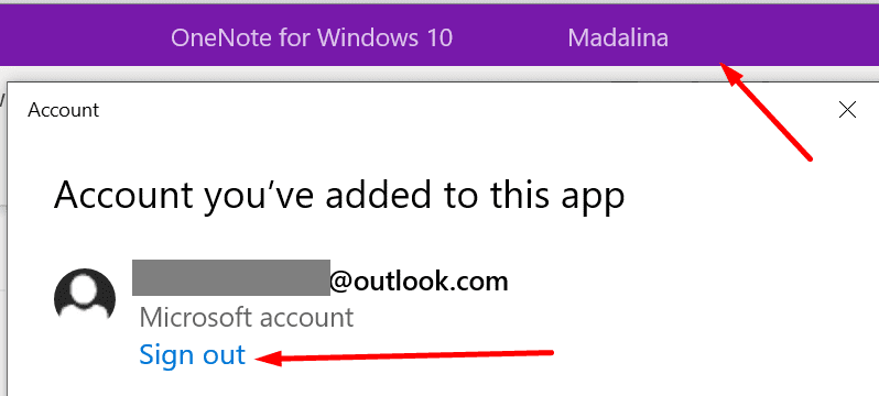 αποσυνδεθείτε από το onenote