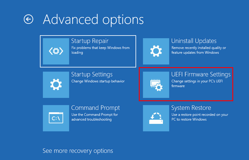 Scegli le impostazioni UEFI per aprire il BIOS in Windows 11