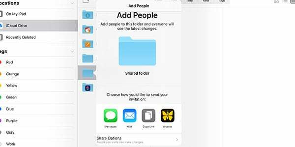 iPadOS-i failid – iCloudi jagamine