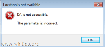 Диск није доступан - параметар је нетачан