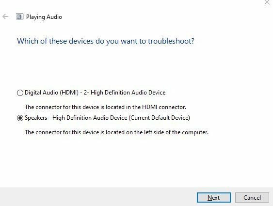 Средство устранения неполадок Windows Audio