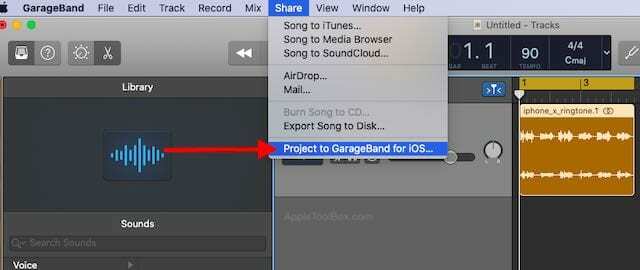 MacOS Catalina GarageBand से कस्टम रिंगटोन निर्यात करें