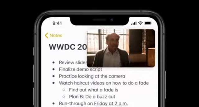 Picture in Picture piccola nell'app Note