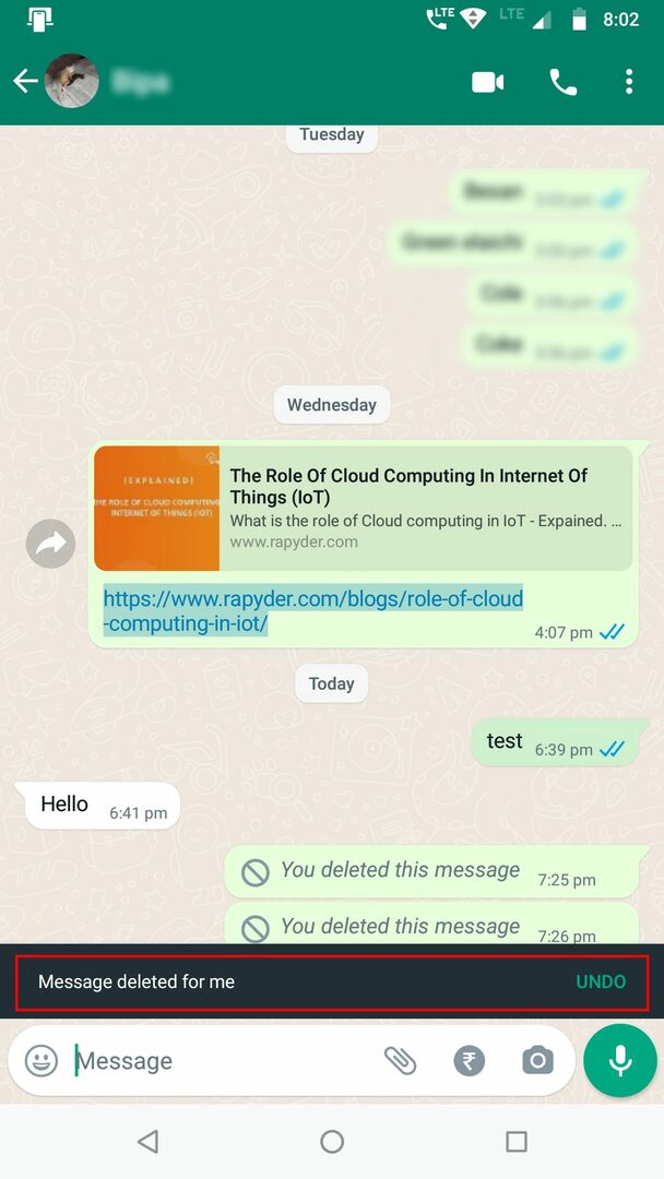 AndroidでWhatsAppが削除を元に戻す