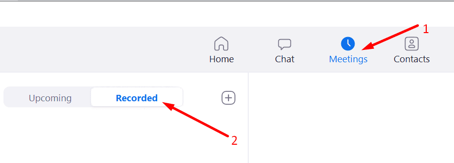 जूम रिकॉर्डेड मीटिंग टैब