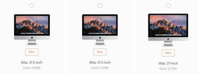 Alineación de iMac de Apple 2017