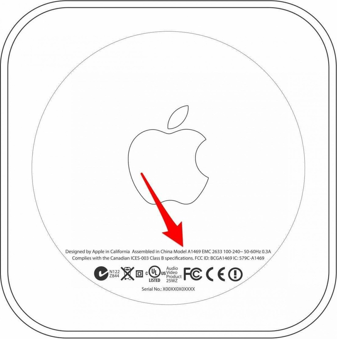 Ετικέτα στο κάτω μέρος της συσκευής Apple TV