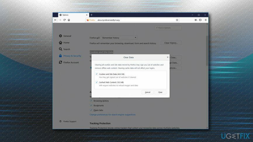 Resetați memoria cache Firefox