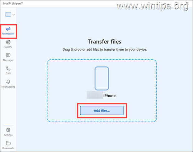 Transferir arquivos entre iPhone e PC.