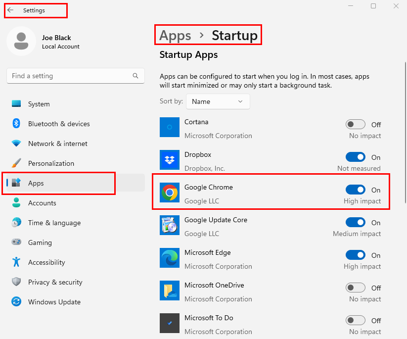 Die Startup Apps-Einstellungen unter Windows 11