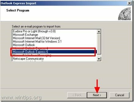 Importación de Microsoft Outlook Express 6