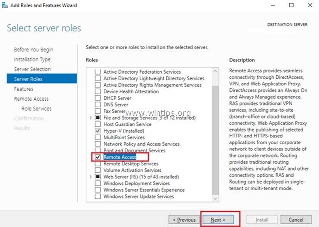 installeer VPN Server 2016