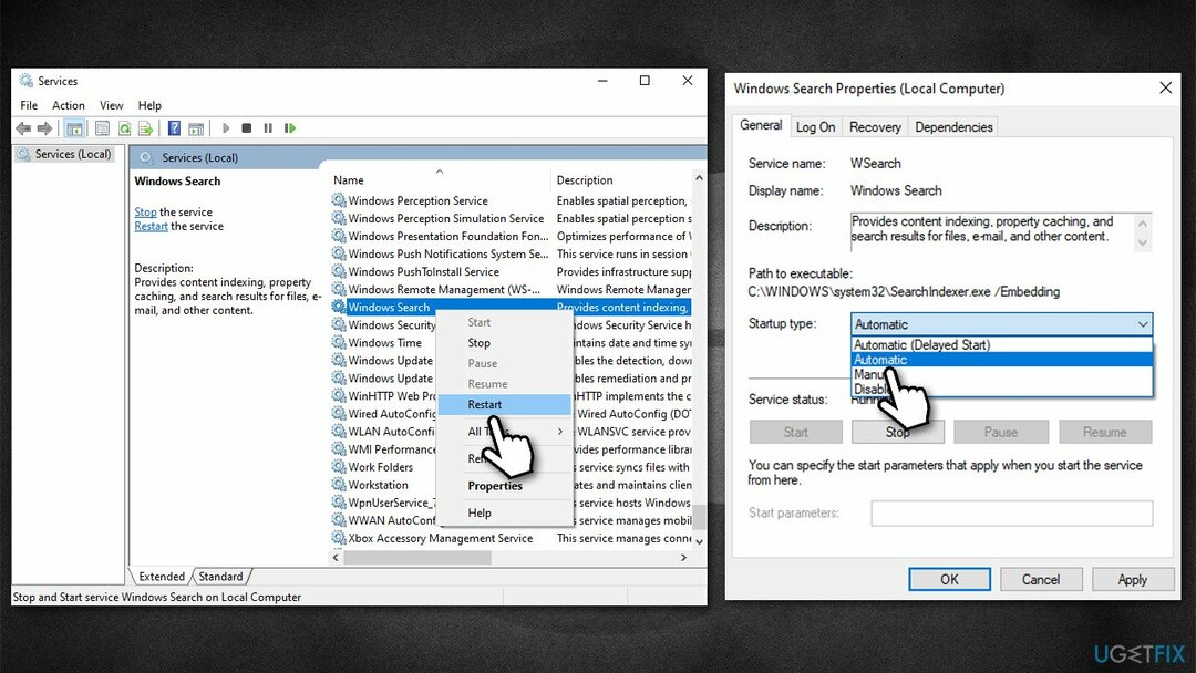 Mulai ulang layanan pencarian Windows