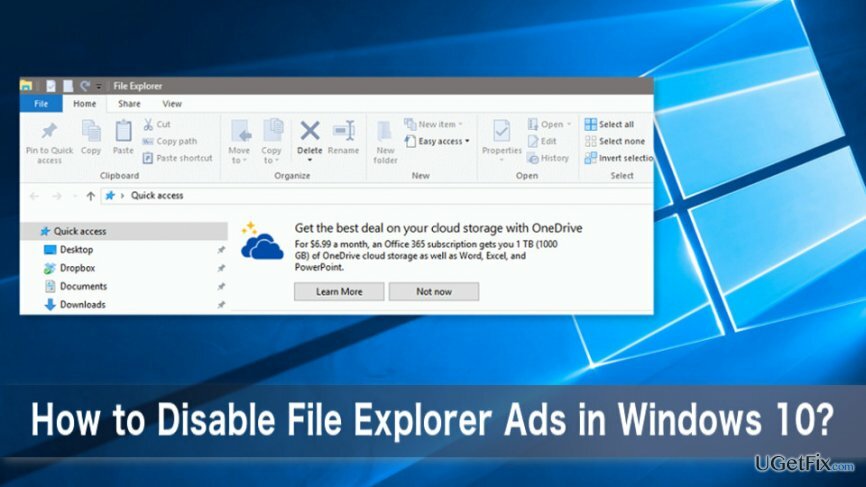 Désactiver les publicités de l'explorateur de fichiers dans Windows 10