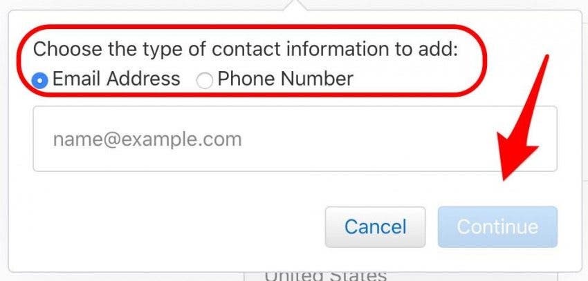 Geben Sie eine neue E-Mail-Adresse oder Telefonnummer ein, Apple-ID