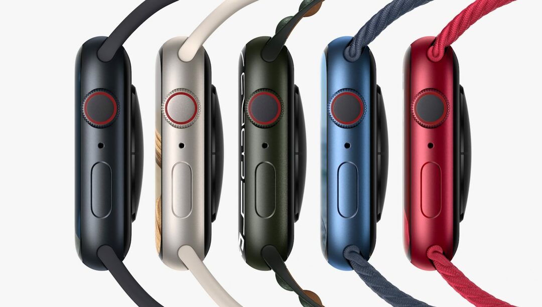 Die fünf neuen Farboptionen in der Reihenfolge Midnight, Starlight, Green, Blue und Product Red.