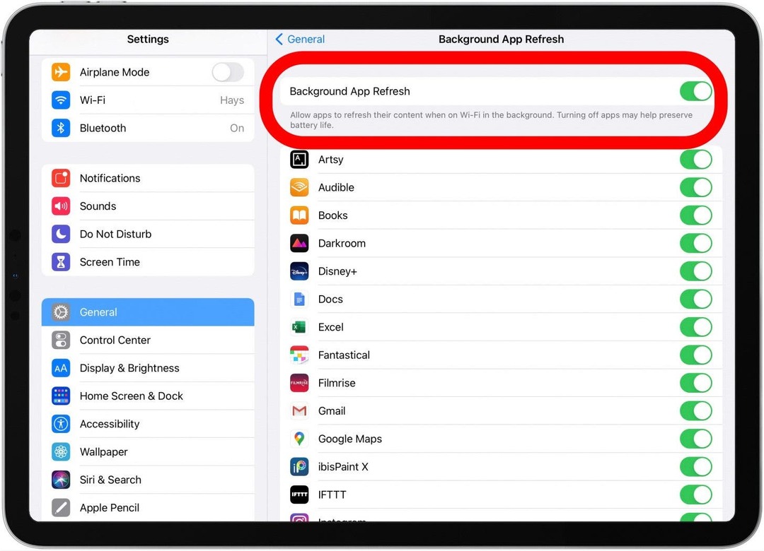 fona lietotnes atsvaidzināšana iPad