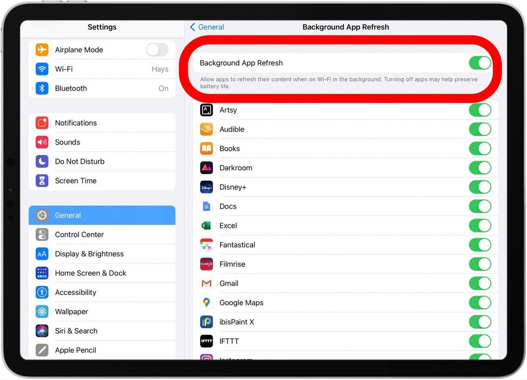 आईपैड पर बैकग्राउंड ऐप रिफ्रेश करें