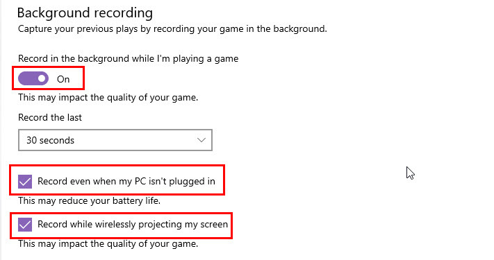 Attivazione della registrazione in background su Xbox Game Bar su Windows