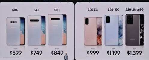 تسعير Samsung Galaxy S20