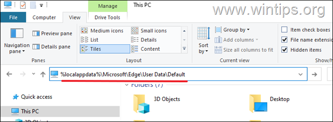 Местоположение на файл с отметки на Edge