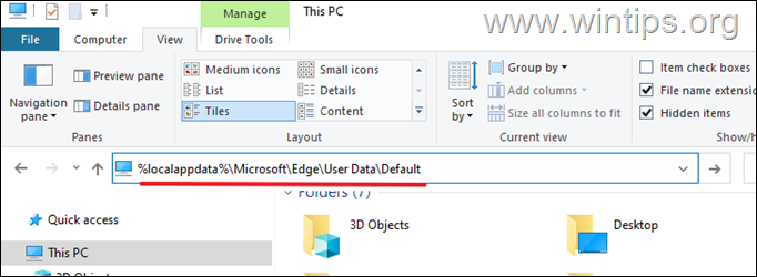 Edge Bookmarks-filplassering