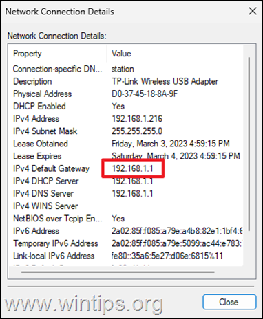 Adresă IPv4 de gateway implicită