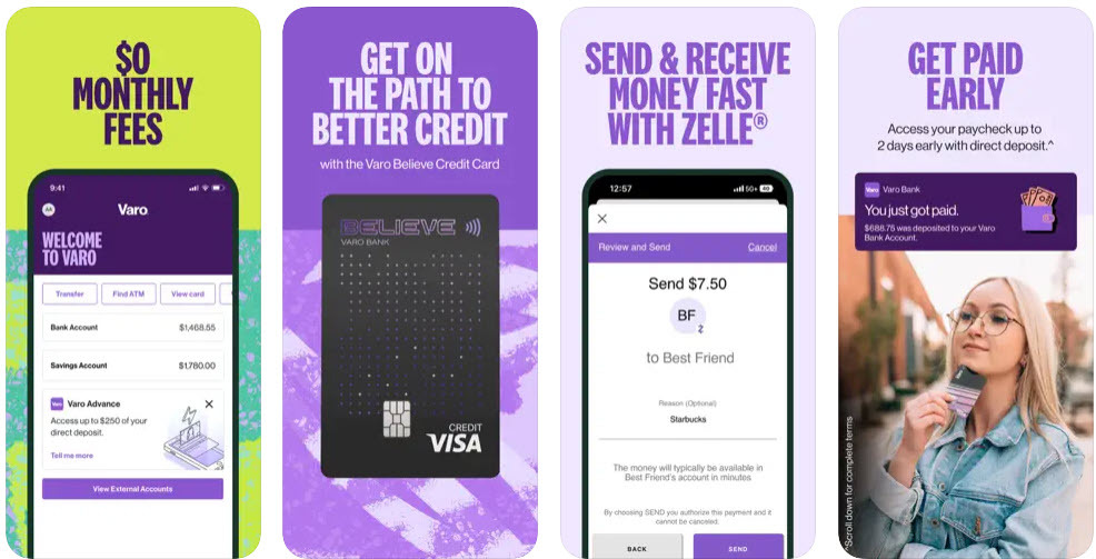 Bargeldvorschuss-Apps wie Dave Varo Bank Mobile Banking