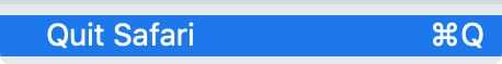 Quittez l'option Safari dans la barre de menus.