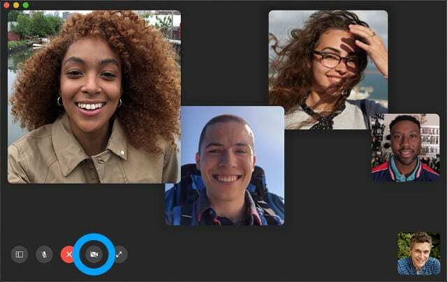 Pauzēt FaceTime video pogu operētājsistēmā Mac
