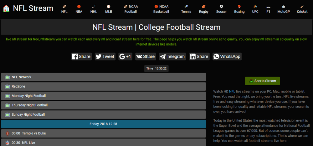 Nfl Stream - найкращий спортивний потоковий сайт