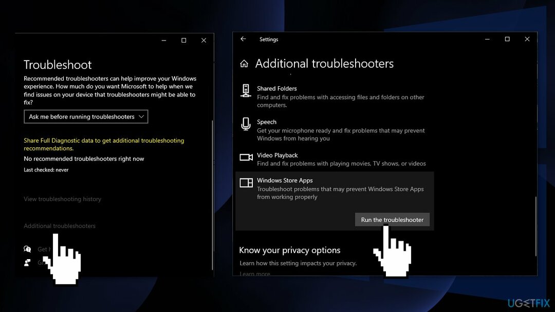 გაუშვით Windows Store Apps Troubleshooter