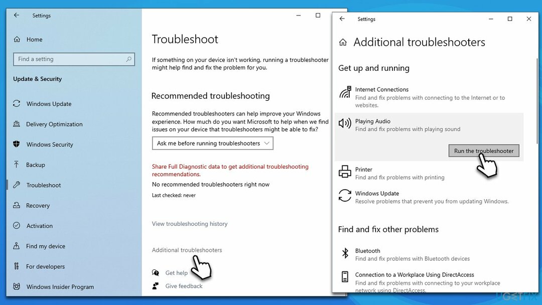 Esegui lo strumento di risoluzione dei problemi audio